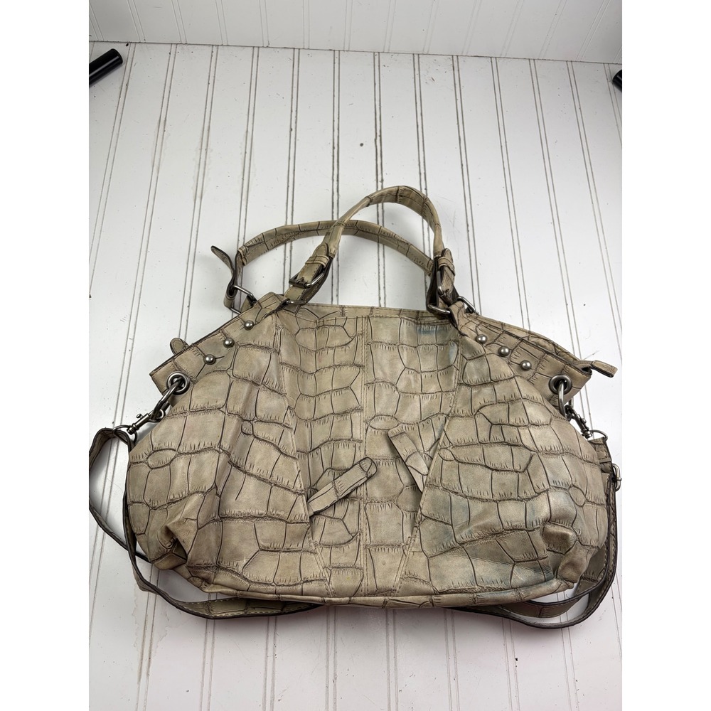Charming Charlie Vintage Y2K Taupe Croc Embossed Shoulder Crossbody Purse - Picture 4 of 13